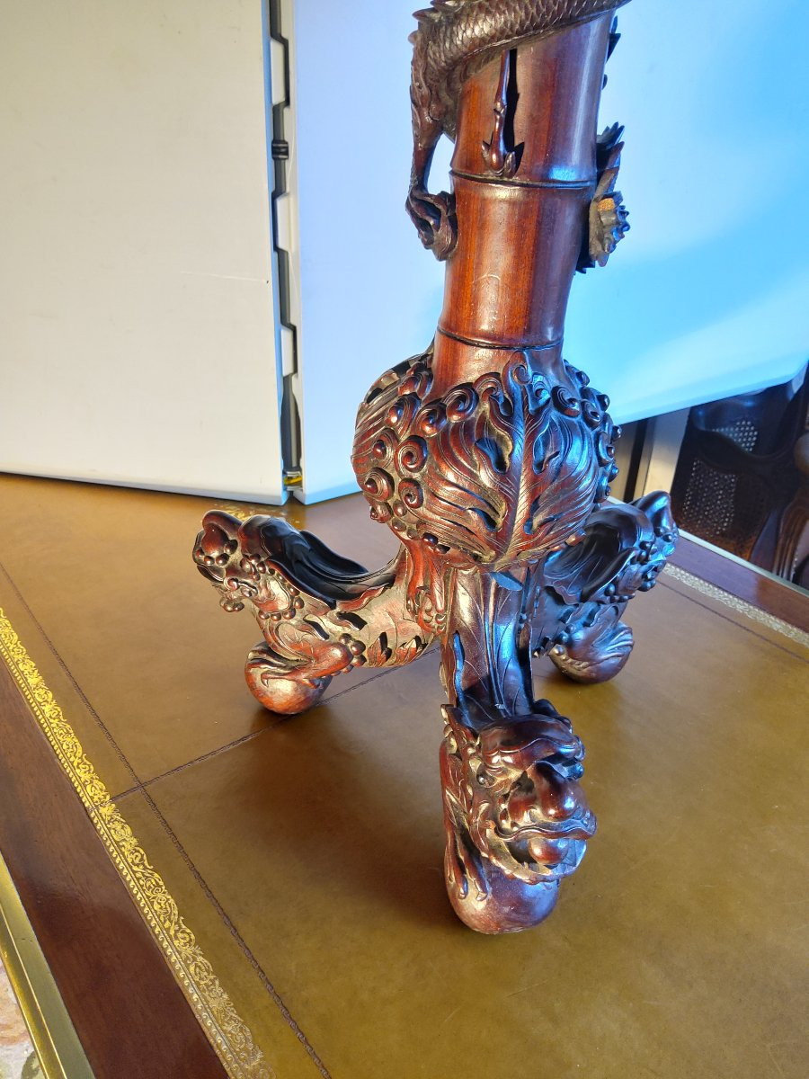 19th Century Vietnam Or China Pedestal Table In Sandalwood-photo-5